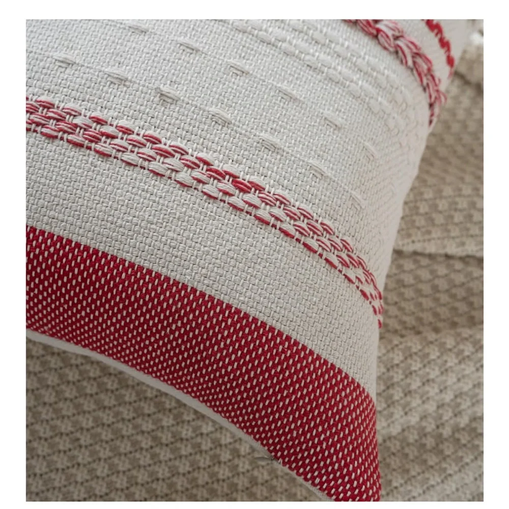 Red Christmas Pillow Covers Cotton SQUARE 18x18” (2-pack)